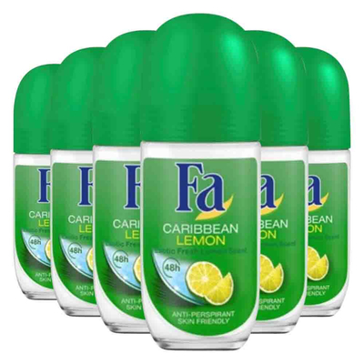 6x Fa Deoroller Caribbean Lemon 50 ml