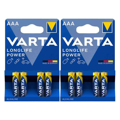 2x Varta Longlife Power Alkaline Batterijen AAA 4 stuks