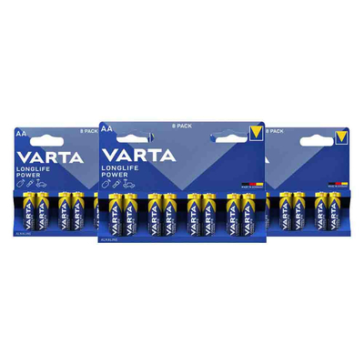 3x Varta Longlife Max Power Alkaline Batterijen AA 8 stuks