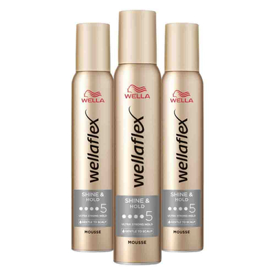 3x Wella Flex Mousse Shine&Hold 200 ml