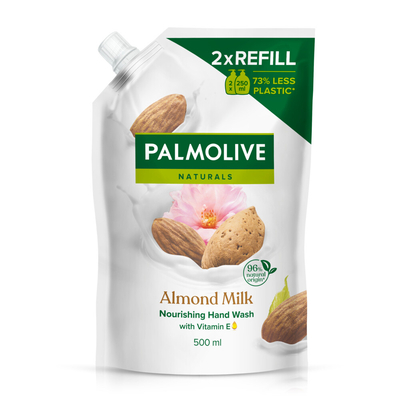 6x Palmolive Handzeep Navulling Doypack Naturals Almond Milk 500 ml