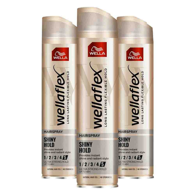 3x Wella Flex Haarspray Shine Ultra Strong 250 ml