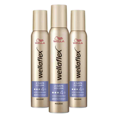 3x Wella Flex 2 Days Volume Mousse 200 ml