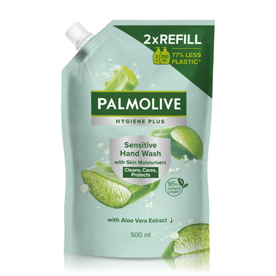 12x Palmolive Handzeep Navulling Doypack Hygiene Plus Sensitive Antibacteriële 500 ml