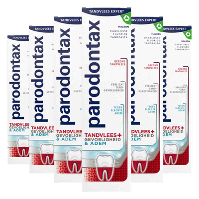 6x Parodontax Tandpasta Tandvlees+ Gevoeligheid&Adem 75 ml