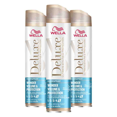 3x Wella Deluxe Volume&Protection Haarspray 250 ml