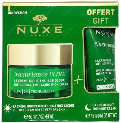 Nuxe Nuxuriance Ultra Global Anti-Aging Cream cadeauset - daycream 50 ml + night cream 15 ml (voor droge tot zeer droge huid)