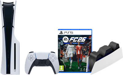 PlayStation 5 Slim Disc Edition + FC 26 + Oplaadstation