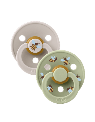 BiBs Studio Colour Fopspeen - Rond - 2 Stuks - 0-6 Mnd - Bumblebee Mushroom