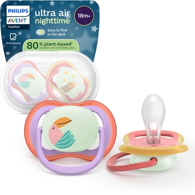 Philips Avent Ultra Air Night – Glow-in-the-dark fopspeen –(18 mnd+) Extra luchtopeningen – 2 stuks - SCF376/33