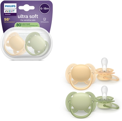 Philips Avent Ultra Soft – Superzachte siliconen fopspeen (6-18 mnd) – Voor gevoelige huid – 2 stuks - SCF091/45