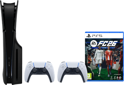 PlayStation 5 Slim Disc Edition + FC 26 + Covers Zwart + Extra Controller Wit