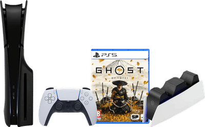 PlayStation 5 Slim Disc Edition + Ghost of Yotei + Covers Zwart + Oplaadstation
