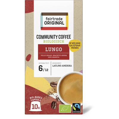 Fairtrade Original Community coffee lungo capsules Nespresso compatible koffiecups 10 stuks
