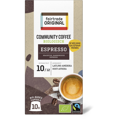 Fairtrade Original Community coffee espresso capsules Nespresso compatible koffiecups 10 stuks