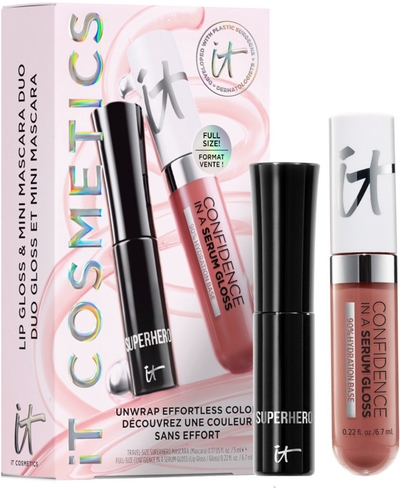 IT Cosmetics Unwrap Effortless Color Makeup Set Mascara & Gloss - Cadeauset - Bevat 5 ml Volumizing Mascara en 6,7 ml Hydraterende Gloss