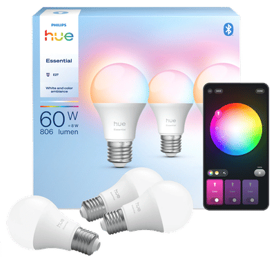 Philips Hue Essential A60 White and Color E27 3-pack