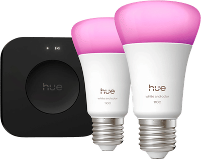 Philips Hue White and Color Starter Pack E27 1100lm 2-pack + Bridge Pro