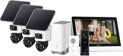 EufyCam S4 3-Pack + HomeBase 3 + Video Doorbell E340 + Smart Display E10