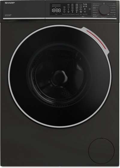 Sharp ESNFL814CBDABX - wasmachine - 8Kg - energie label A-20% - 1400RPM - 10 jaar motorgarantie - Mat Zwart