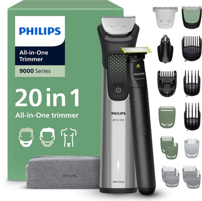 Philips Series 9000 Multigroom - Baardtrimmer - 20 in 1 - Neushaartrimmer - Precisietrimmer - Lichaamstrimmer - Wenkbrauwtrimmer - Face&Hair&Body - Scheersensor - Opbergetui inclusief OneBlade Face - MG9558/15