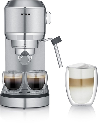 Severin KA 5997 Espressomachine ‘Newspresa’, ca. 1350 W, Hoogwaardig RVS portafilter in sterk design met krachtige Italiaanse 19 bar ULKA pomp voor een perfecte crema en ideale aromaontwikkeling