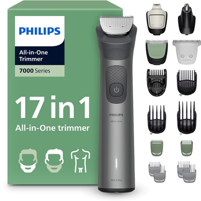Philips Series 7000 Multigroom - Baardtrimmer - 17 in 1 - Neushaartrimmer - Precisietrimmer - Lichaamstrimmer - Wenkbrauwtrimmer - Face&Hair&Body - Scheersensor - Opbergzakje - Staal - MG7951/15