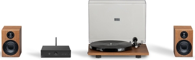 Pro-Ject True Hifi Stereo Set E Phono - Platenspeler - Stereo Versterker - Twee Boekenplank Speakers - Walnoot/Zwart/Walnoot