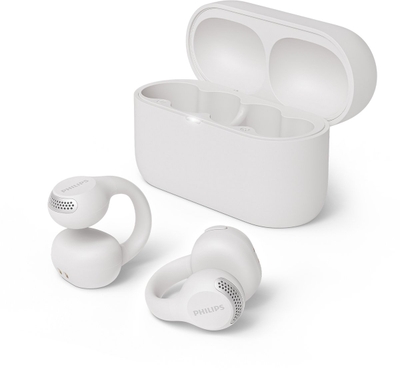 PHILIPS TAQ2000WT/00 Draadloze open-ear oortjes - Oorhaakjes - Open-ear pasvorm - 28 uur afspeeltijd - Bluetooth multipoint - IPX4 - App control - Bediening op de oorhaakjes - Wit
