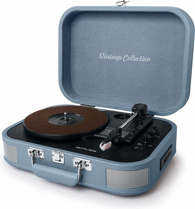 Muse MT-201BVB - Bluetooth kofferplatenspeler met encoding-functie, blauw