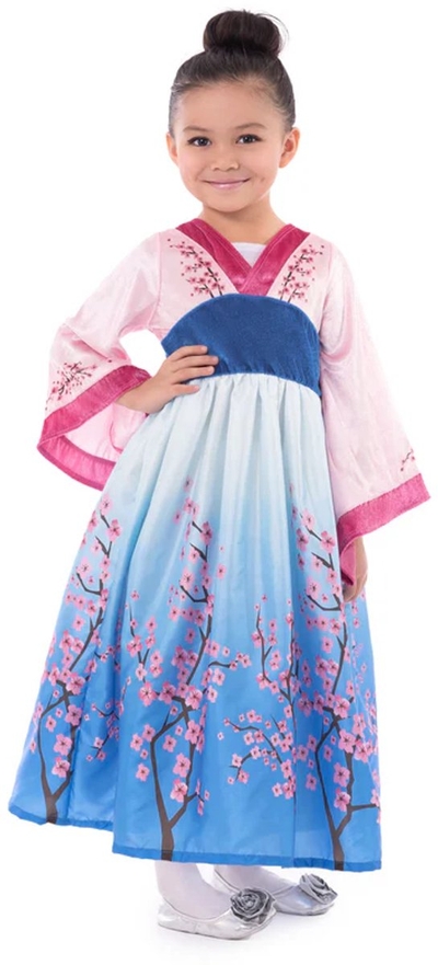 Little Adventures - Cherry Blossom Princess Jurk – Maat 110-122 - Comfortabel, Wasbaar & Glittervrij – Kersenbloesem Verkleedjurk Voor Kinderen
