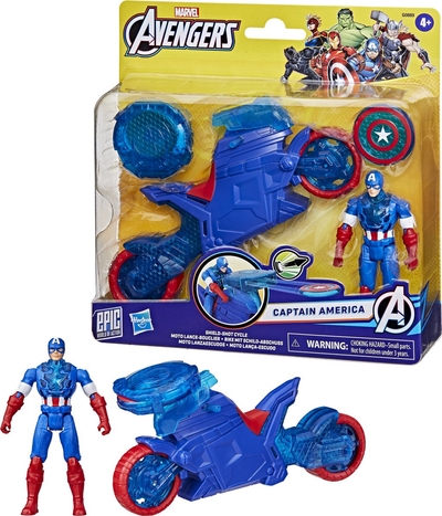 Hasbro Avengers actiefiguur Captain America Shield-Shot Cycle motorfiets speelgoed.