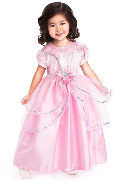 Little Adventures - Royal Pink Princess Jurk – Maat M (98-104) - Comfortabel, Wasbaar & Glittervrij – Betoverende Verkleedjurk Voor Kinderen