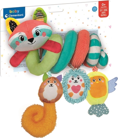 Clementoni - Kinderwagenspiraal - Wasbeer en zijn bosvrienden - Met rammelaars - Vanaf 0 maanden