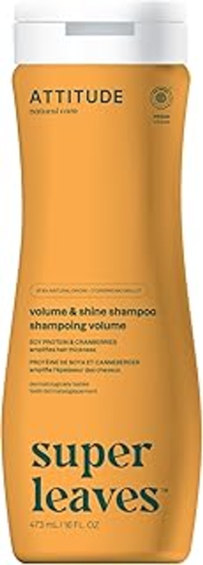 ATTITUDE Volume- en glansshampoo voor haar, EEG-getest, dermatologisch getest, plantaardige en minerale ingrediënten, veganistische schoonheidsproducten, soja-eiwit en veenbessen, 473 ml
