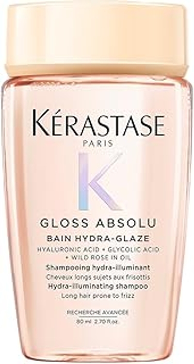 Kérastase Gloss Absolu, Bain Hydra-Glaze, Hydraterende En Verzorgende Shampoo, Met Hyaluronzuur, Glycolzuur En Wilde Rozenolie, Voor Lang Pluizig Haar, 80 ml