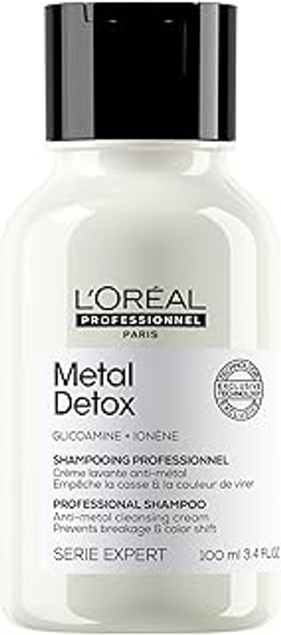 L'Oréal Professionnel, Beschermende Shampoo, Voor Beschadigd en Breekbaar Haar, Tegen Haarbreuk en Kleurverlies, Zachtheid, Glans en Soepelheid, Met Glicoamine, Metal Detox, 100ml