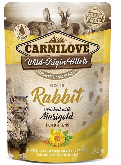 Carnilove Cat Kitten Pouch Rabbit with Marigold 85 gram -  - Katten droogvoer natvoer honden