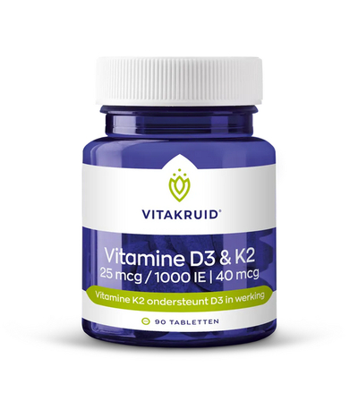 Vitakruid Vitamine D3 & K2 25mcg/1000IE/40mcg Tabletten 90TB