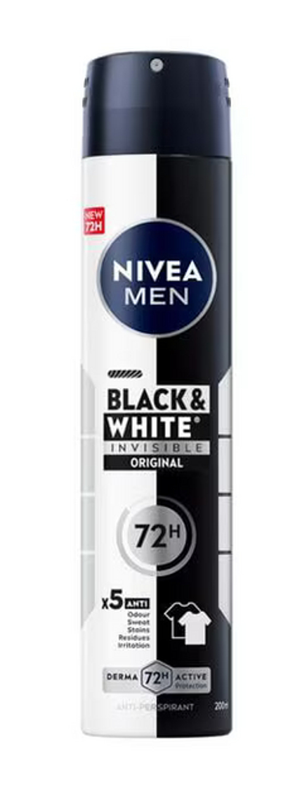 Nivea Men Black & White Invisible Deodorant Spray 200 ml