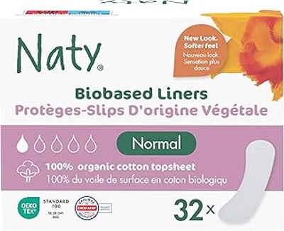 Naty Inlegkruisjes Normaal | 100% gecertificeerd biologisch katoen toplaag | Huidveilig | Geurvrij, 0% conventioneel plastic | Comfortabel & ademend | 32 stuks