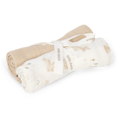 Little Dutch Baby Bunny Swaddle Doeken - 2 Stuks - 70 x 70 cm - Hydrofiel