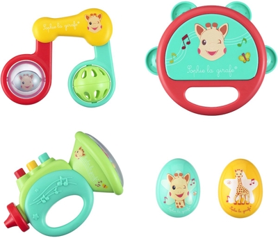 Sophie de giraf Mijn Eerste Muziek Set – Baby Muziekinstrumenten Set – Trommel, Maraca’s, Trompet & Rammelaar – Geschikt vanaf 6 maanden – Muziek en Zintuiglijke Ontwikkeling
