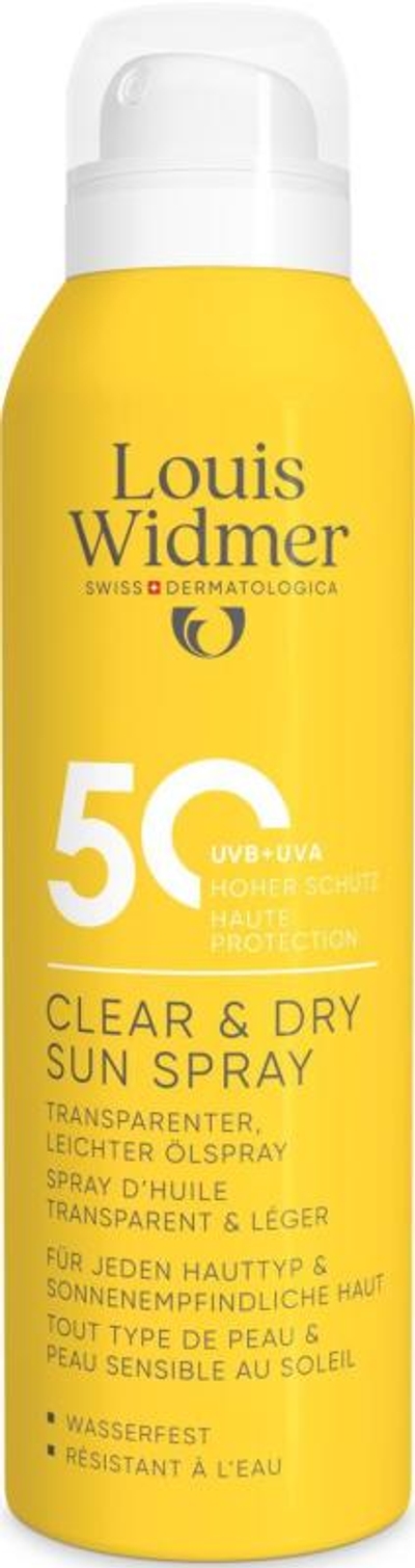 Louis Widmer Clear & Dry Sun Spray SPF50 zonder parfum 200 ML
