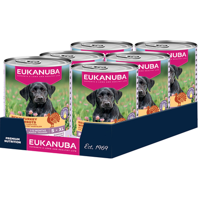 Eukanuba Puppy Rijk aan Kalkoen met Wortelen - Voordeelpakket: 48 x 400 g - natvoer honden