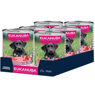 Eukanuba Puppy Rijk aan Rundvlees met Pompoen - Voordeelpakket: 24 x 400 g - natvoer honden