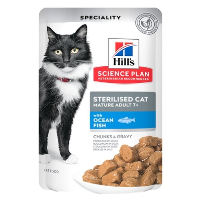 Hill's Science Plan Mature Adult 12 x 85 g Kattenvoer - Sterilised Zeevis (12 x 85 g) - natvoer katten