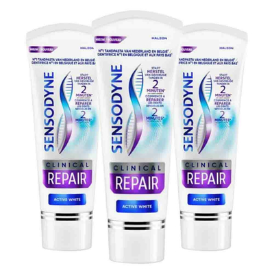 3x Sensodyne Tandpasta Clinical Repair Active White 75 ml