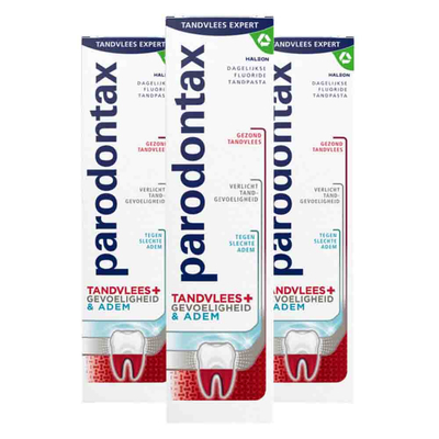 3x Parodontax Tandpasta Tandvlees+ Gevoeligheid&Adem 75 ml