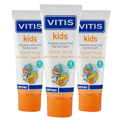 3x Vitis Tandpasta Kids 6m+ 50 ml